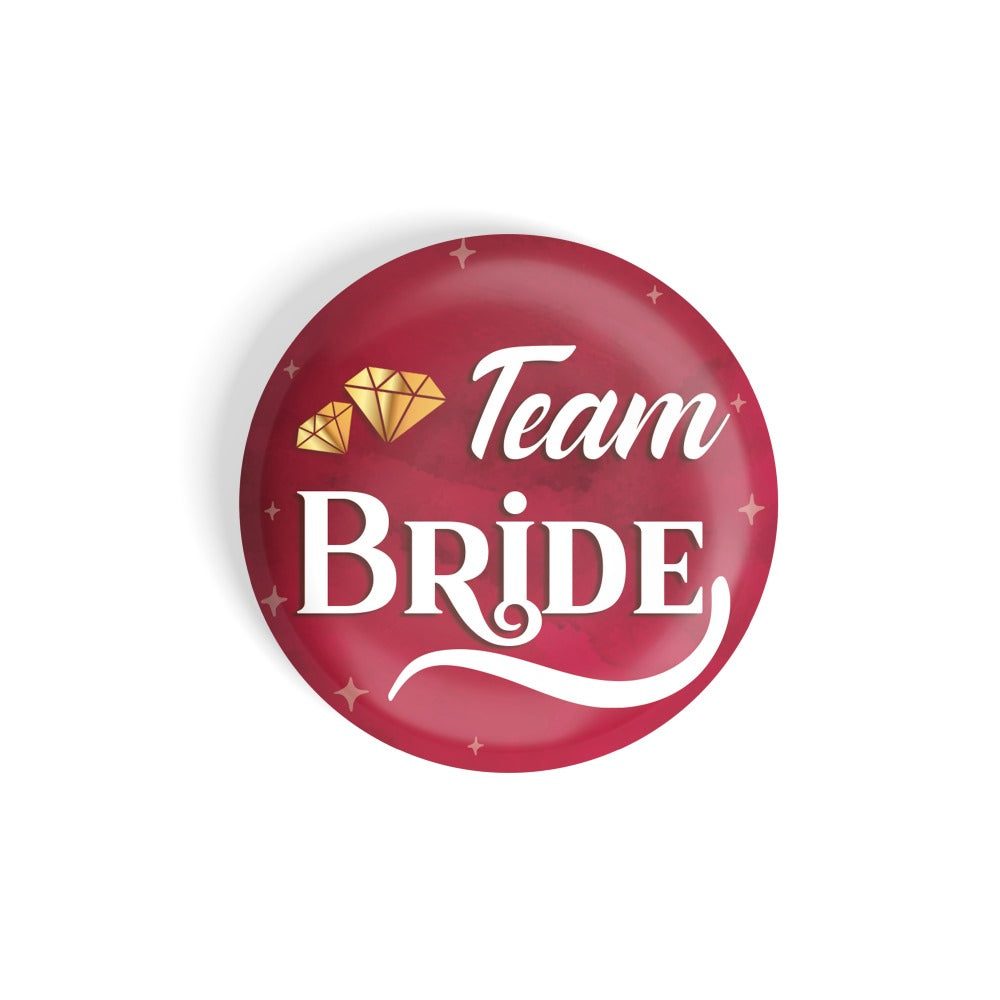 dhcrafts Round Fridge Magnet Red Color Team Bride D1 Glossy Finish Design Pack of 1 (58 mm)